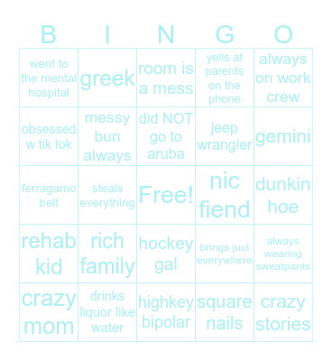 isadora Bingo Card