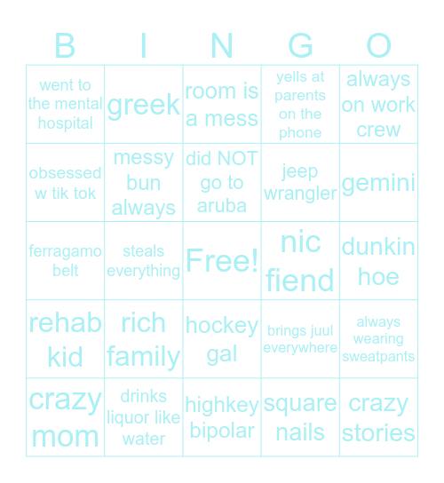 isadora Bingo Card