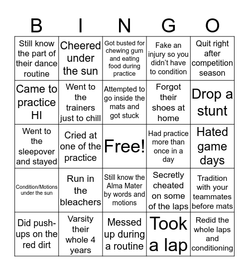 KAPOLEI CHEER Bingo Card