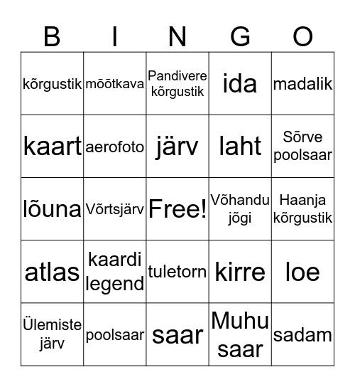 Eesti Kaart Bingo Card