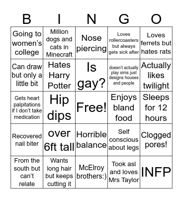 and,REa          bungo. Bingo Card
