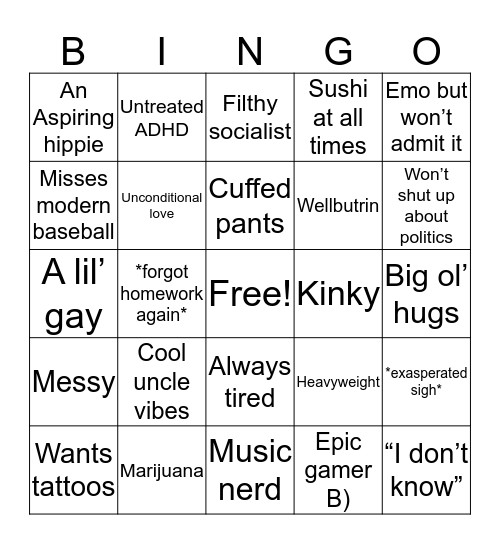 Weston Bingo Card