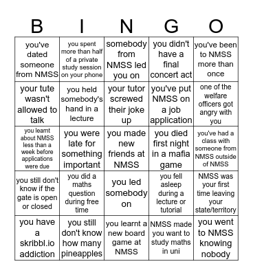 NMSS Bingo Card