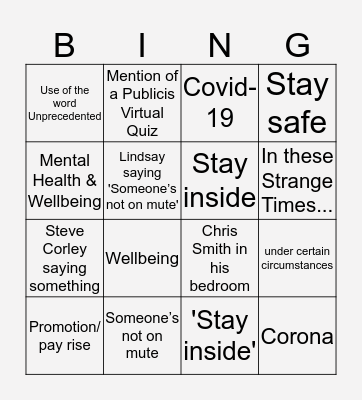 Spark Quarantine Bingo Card