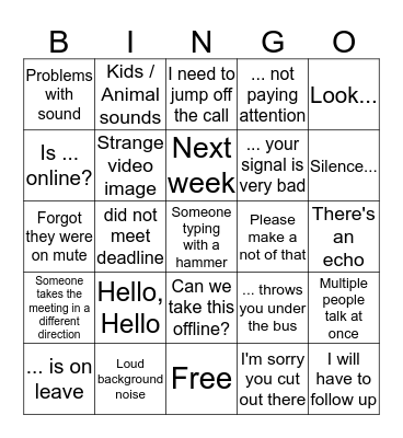 Boardroom Bingo Card