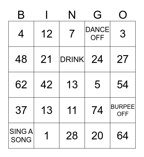 FITBOX BINGO LOCO Bingo Card