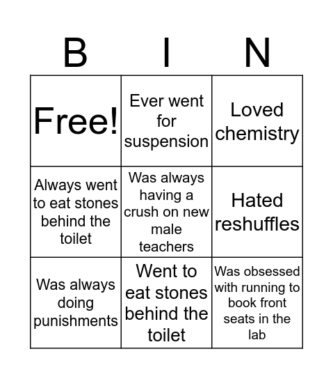 RUIRU GIRLS' HIGH SCHOOL Bingo Card