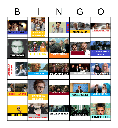 CULT MOVIES (90'S & EARLY 2000'S) Bingo Card