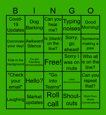 Huddle Bingo Card