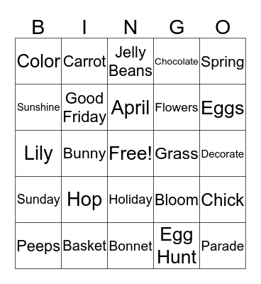 Happy Easter Bingo Card