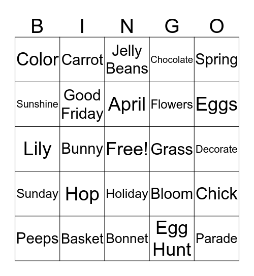 Happy Easter Bingo Card