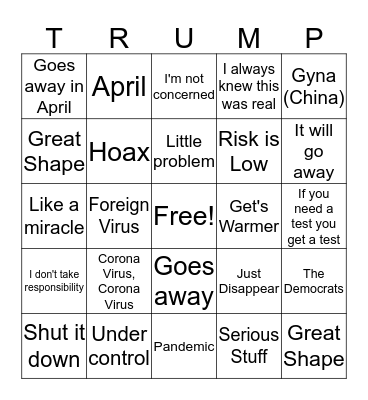 Top Trumps - COVID Bingo Card