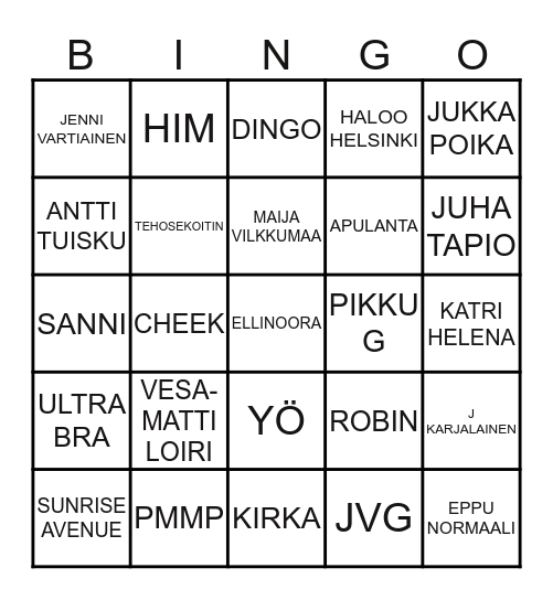 P Ä Ä S I Ä I S Bingo Card