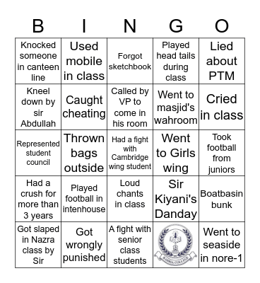 BCK Nore-1 Bingo Card