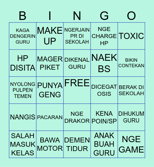 D Bingo Card