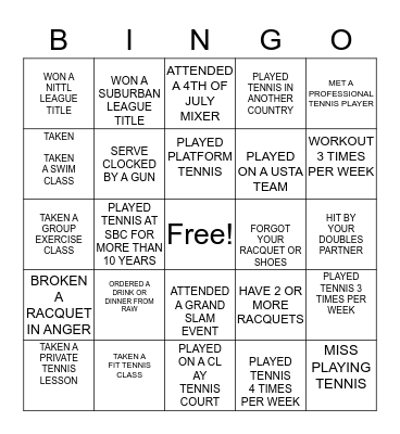 SBC BINGO Card