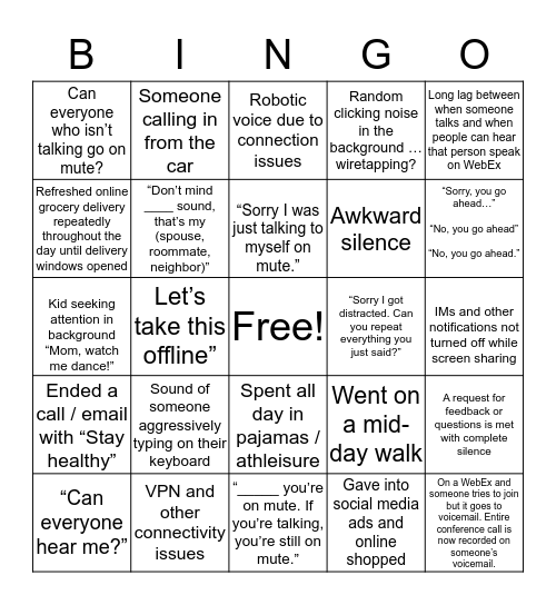 BDS I&CEO Comms Bingo Card