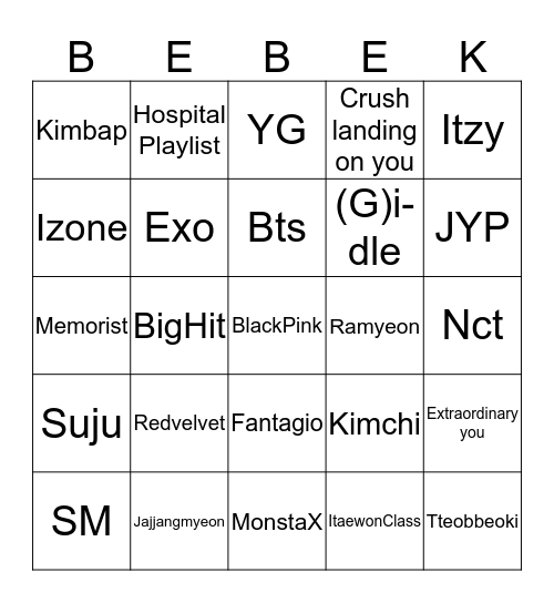 Tr_Jiyi Bingo Card