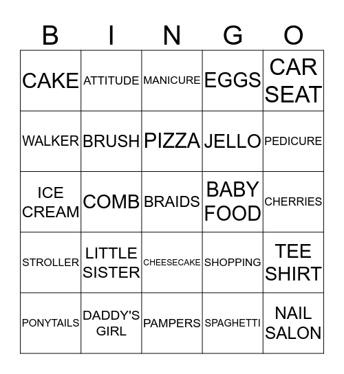 LATISHA'S BABY SHOWER Bingo Card