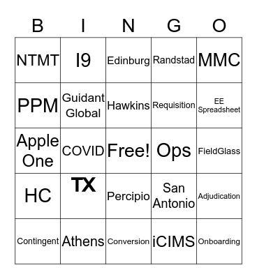 Recruitment Bing Bingo Card
