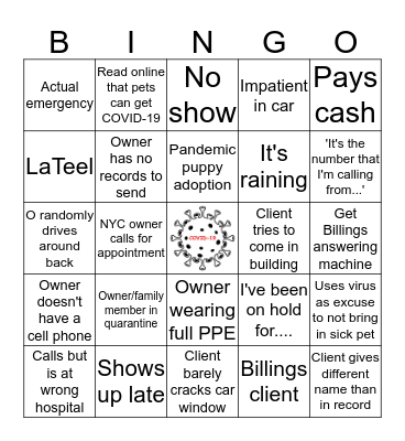 CAC COVID-19 BINGO Card