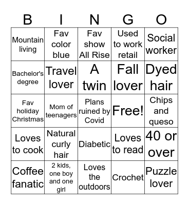 Connie Bingo Card