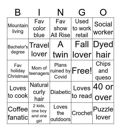 Connie Bingo Card