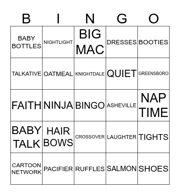LATISHA'S BABY SHOWER Bingo Card