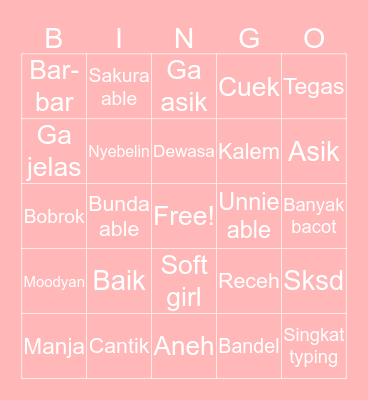 Pibell's Bingo Card