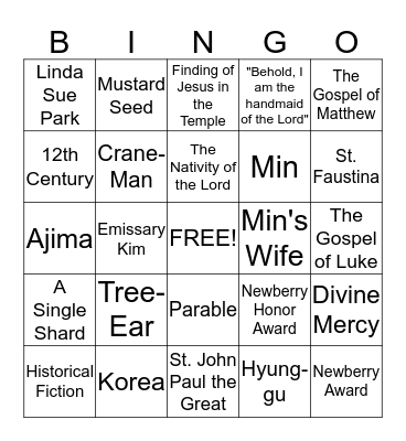 Reading & Religion Bingo! Bingo Card