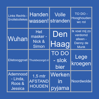 Quarantaine Bingo Card