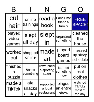 QuaranTimes WFH Bingo Card