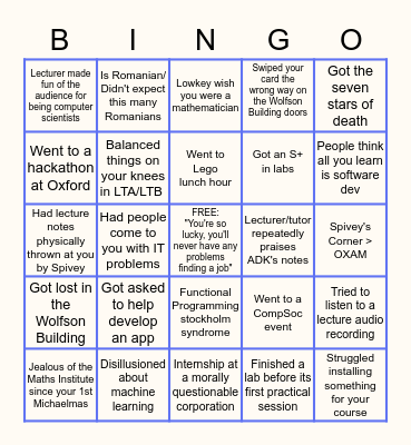 Oxford CS Bingo Card