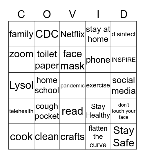 COVID-19 BINGO Card