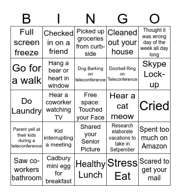 Work Form Home Bingo Card