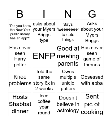 How Alex are you Bingo Card