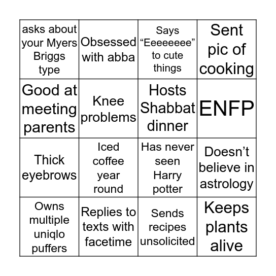 How Alex are you Bingo Card