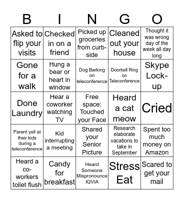 Work Form Home Bingo Card