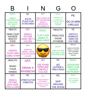 "Spring Break Specials Bingo" Bingo Card