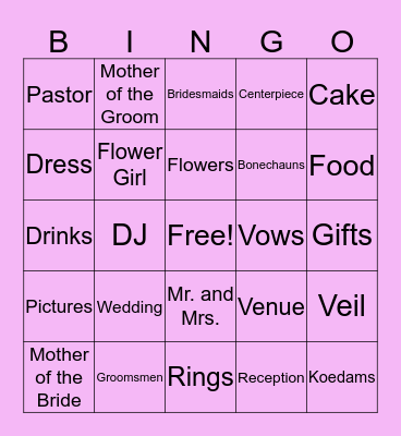Bachelorette Party Bingo! <3 Bingo Card