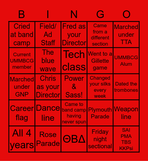 UMASS Guard Bingo Card