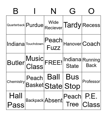 August Bingo Card