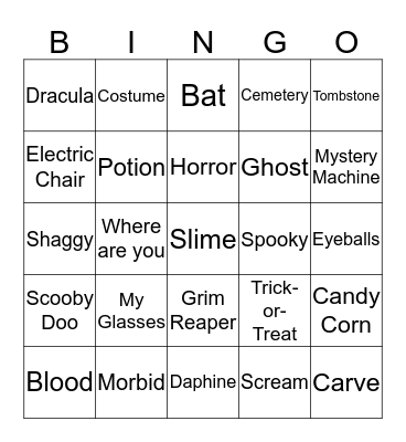 Halloween 2014 Bingo Card
