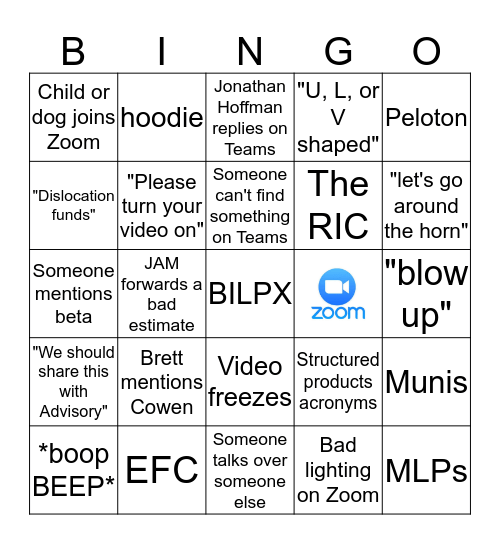 Quarantine Bingo Card