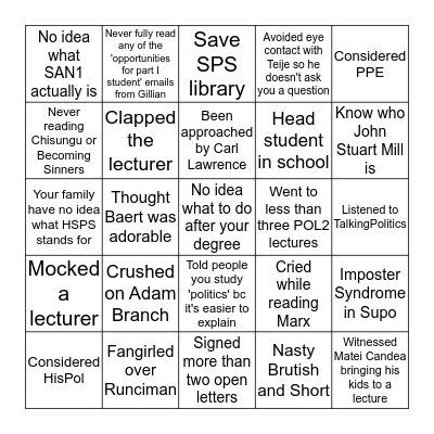 HSPS PART I BINGO Card