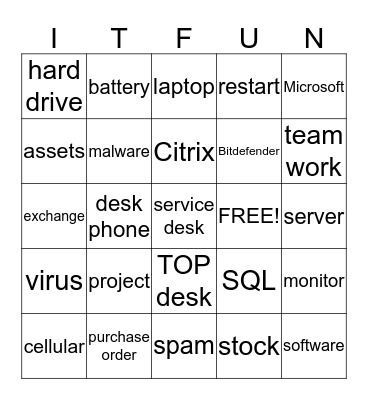 IT Fun Day Bingo Card