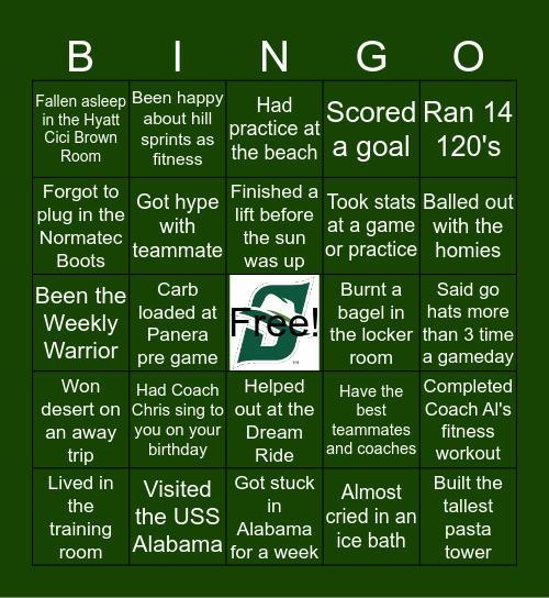 Stetson Womens Soccer Bingo Card