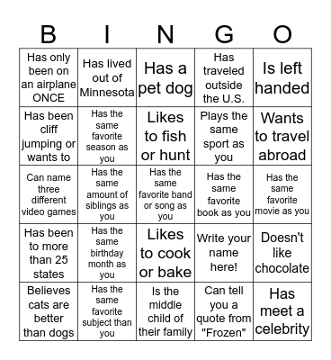 Find Someone Who... Bingo Card