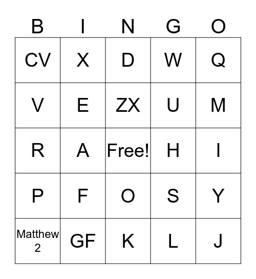 Youth Test Bingo Card