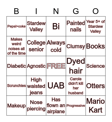 Ava Bingo Card